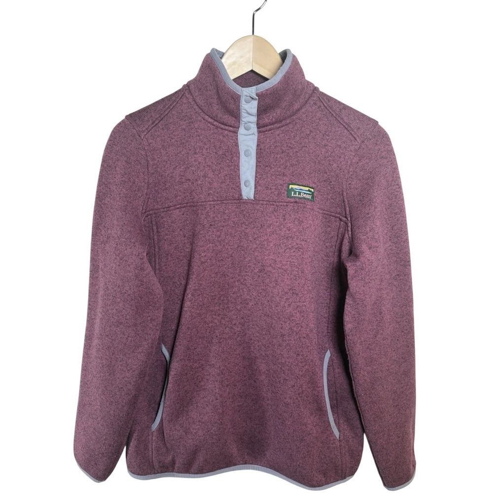 L.L. Bean Women's Sweater Fleece Snap Pullover Maroon Burgundy Size M Gorpcore